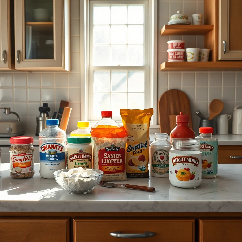 Ingredientes para helados keto en la cocina.