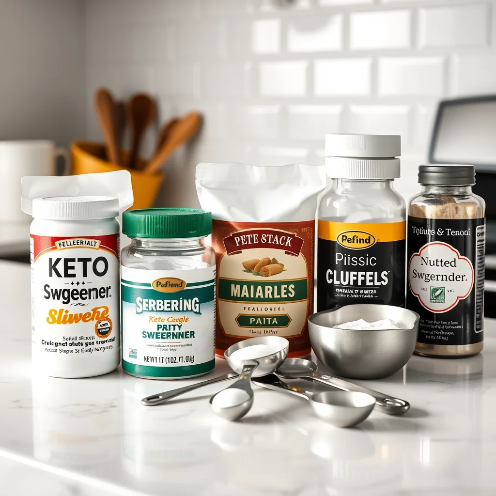 Encimera de cocina con endulzantes keto.