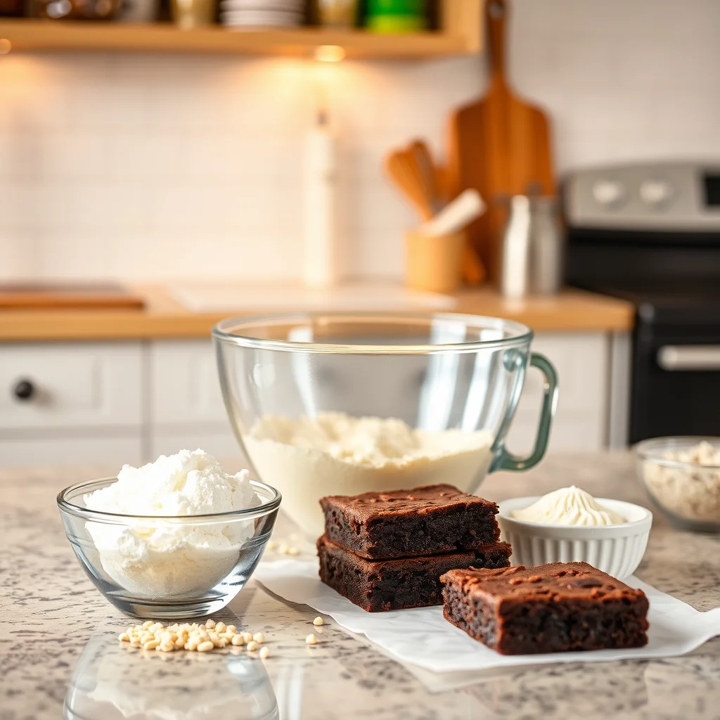 Ingredientes para brownies en la cocina.