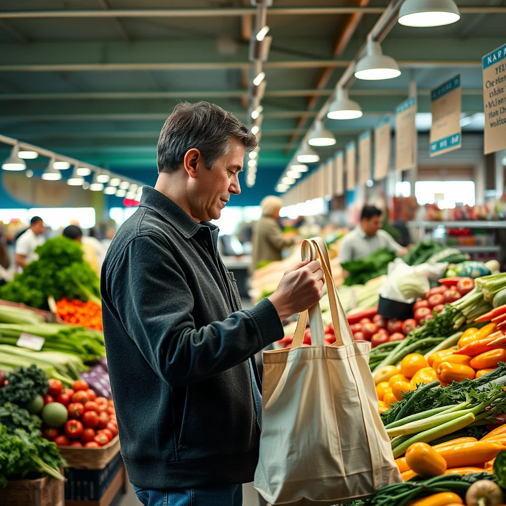 Persona elige verduras frescas en el mercado.