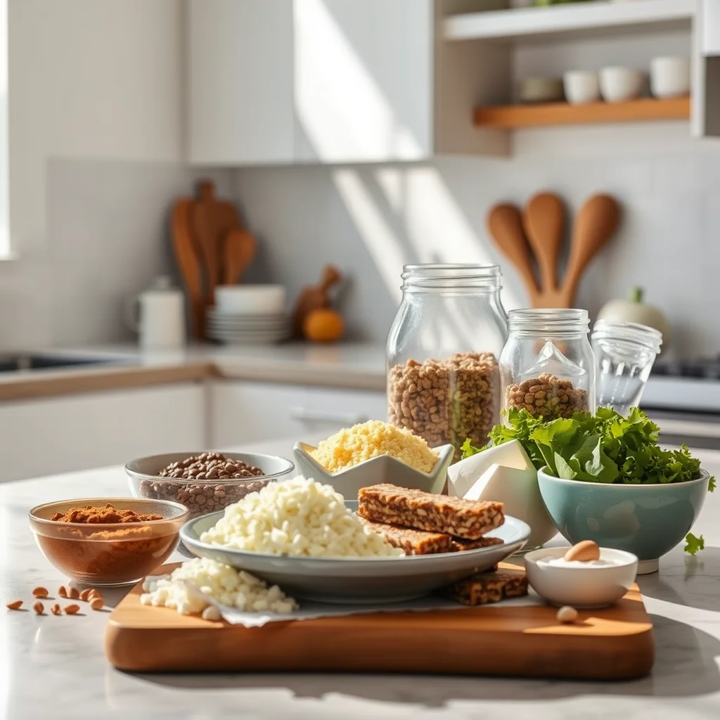 Ingredientes para barritas energéticas en la cocina.