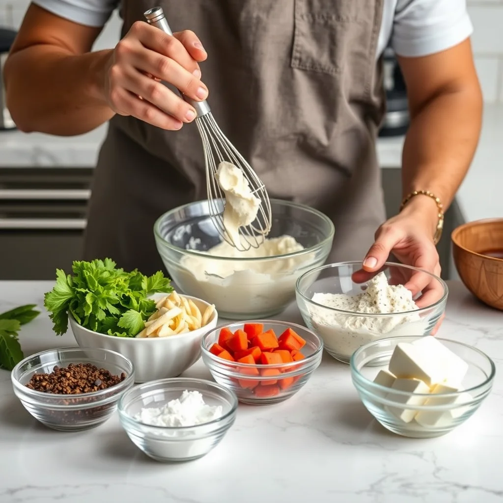 Ingredientes de helado keto en una cocina.