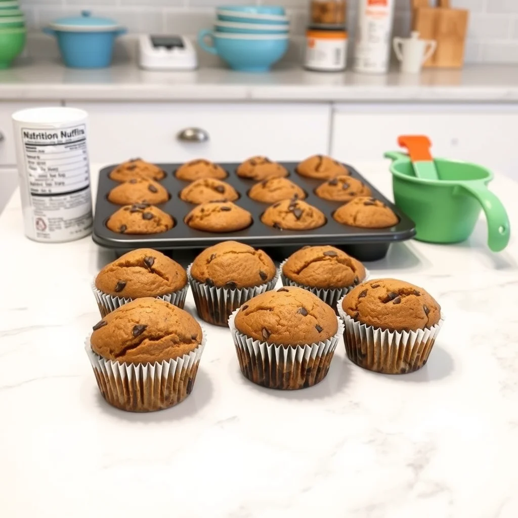 Muffins keto recién horneados en la cocina.